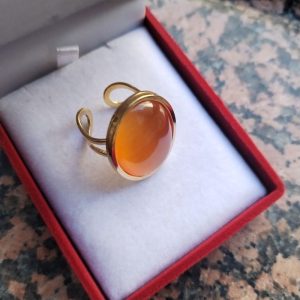 Rings Gold Stainless SteeI Orange  Cat s eye