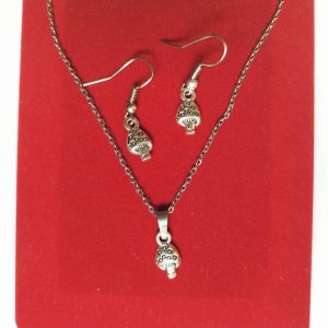 Complete set pendant-earrings-  Mushroom stainless steel