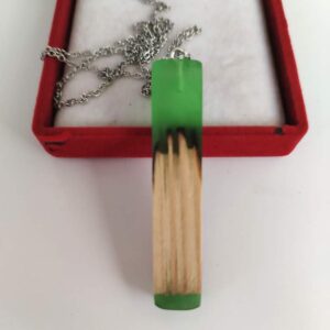 Wood resin unique hand mde pendant 1