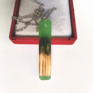 Wood resin unique hand mde pendant 2